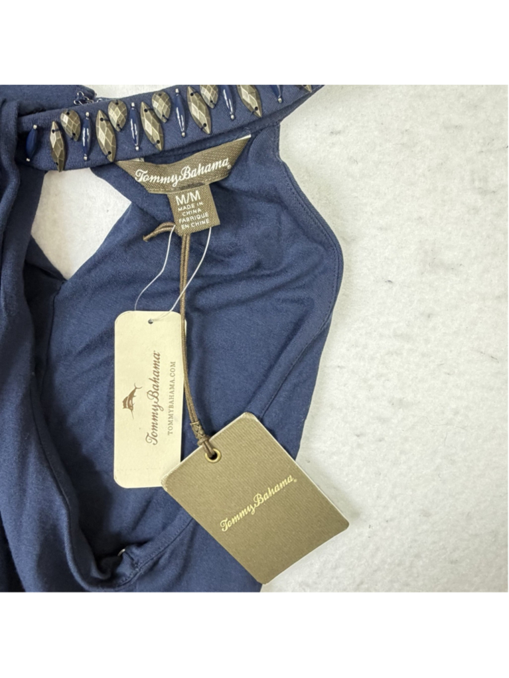New Tommy Bahama Jersey Halter Dress M Blue Beach Cruise Resort Travel Coastal - Picture 8 of 12